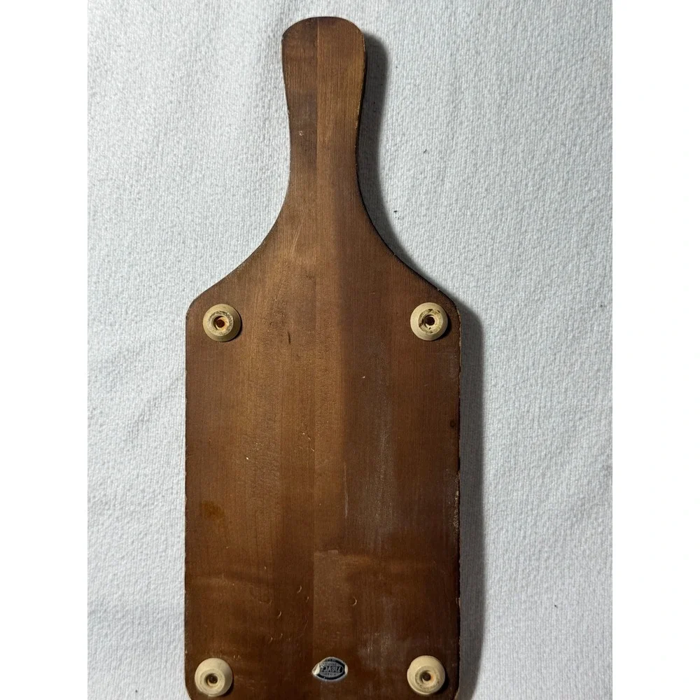 Vintage Nevco Wood Cheese Board Ceramic Tile Vegetable Inlay Japan 12.5 Inch